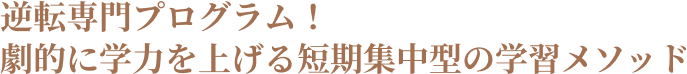 逆転専門プログラム!劇的に学力を上げる短期集中型の学習メソッド