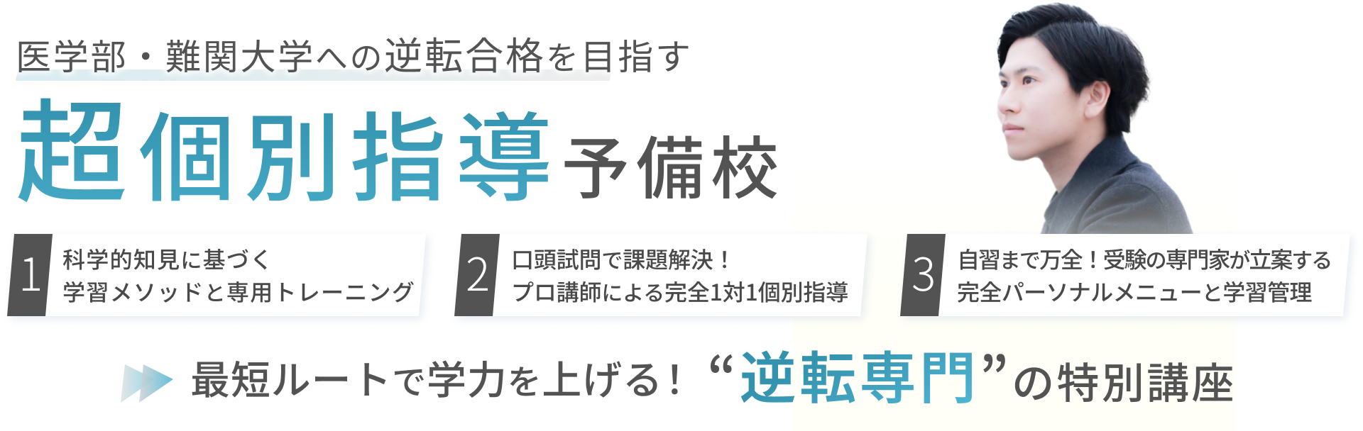 短期間の受講でも逆転合格が狙える超個別指導予備校